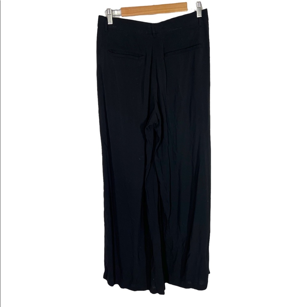 Helmut Lang Wide Leg Trouser Pants Silk Blend Black Front Pleat Women's size 10 - Picture 2 of 11